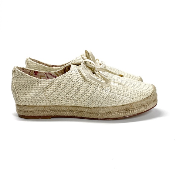 Joie Wallie Espadrille Raffia Platform Lace-Up Sneakers Size EU 39 Ivory - Picture 2 of 13